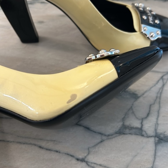 Prada heels only worn inside and on carpet. Several discolorations as depicted - Picture 5 of 12